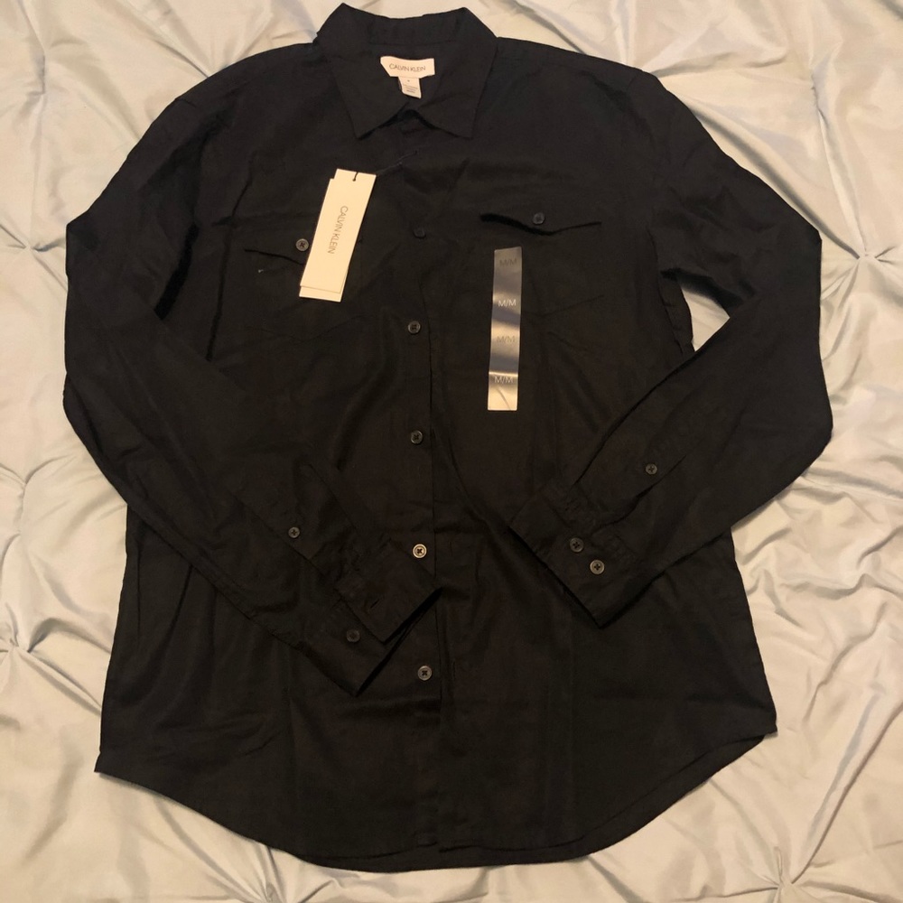 Mens Calvin Klein Pocket Long Sleeve Black Sz M